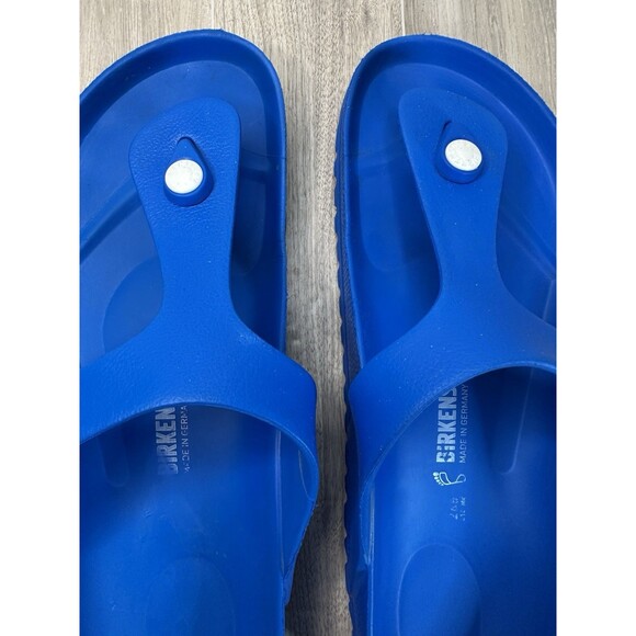 Birkenstock Sandals Womens 10 Mens 8 Gizeh Eva Rubber Royal Blue Thong Flip Flop - Picture 11 of 16